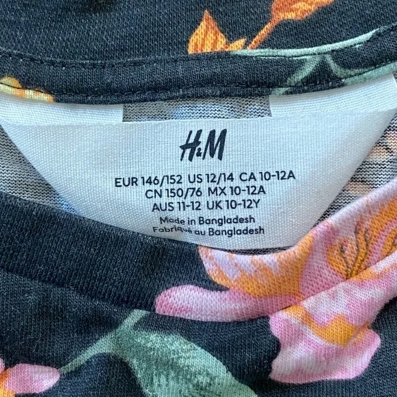 H&M Floral "Endless Dreams" Drawstring Cropped T-Shirt – Girls Size 12/14 - Picture 4 of 7